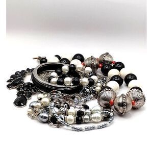 Vintage Mixed Medium Glass and Metal Beads Necklaces, Bracelets 5 pieces